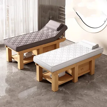 Латексные массажные кровати из массива дерева Модный клуб для пожилых людей Прямой дизайн Салон красоты Кровать Комфорт Индивидуальная мебель Muebles
