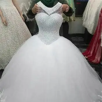  Лидер продаж Роскошные Тяжелые Жемчужные Бисерные Свадебные Платья Без Рукавов Плюс Размер Африка Свадебное Свадебное Платье