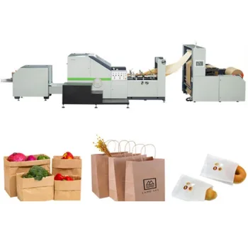  Машина для производства бумажных пакетов Автоматическая машина для изготовления бумажных пакетов для покупок Крафт-сумка для покупок Машина для бумажных пакетов с острым дном