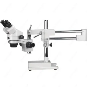 Микроскоп с двухрычажной штангой - AmScope поставляет 3,5-45-кратный бинокулярный стереозум-микроскоп с двухрычажной подставкой для штанги