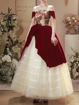 Мода Китайский Разрез Шея Назад Ремешок Дизайн Свадебное Платье Шикарный Цветочный Принт Вечерний Халат А-силуэта Контрастный Цвет Vestidos