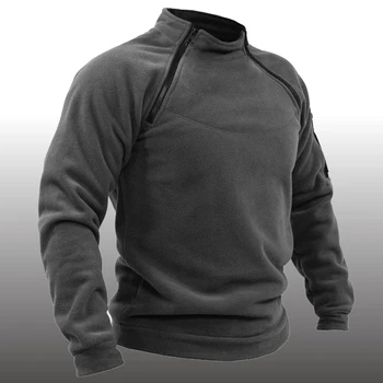  Мужская зимняя военная толстовка Флисовая молния Пуловер Модный мужской однотонный свободный ягненок Толстая куртка Уличная одежда
