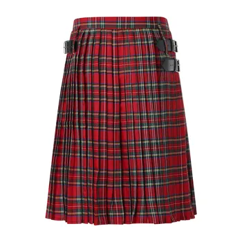 Мужская плиссированная юбка в клетку Шотландская традиционная мода Костюм Сценическое выступление Юбка Повседневная юбка в стиле ретро в шотландском стиле