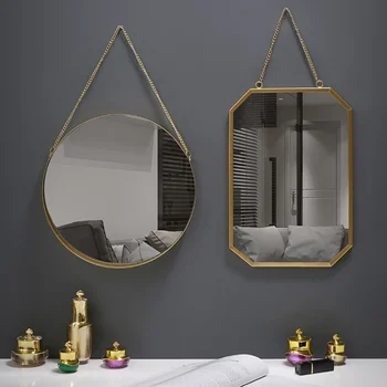 Настенное зеркало Железное искусство Ванная комната Зеркало в общежитии Скандинавский стиль Роскошные настенные зеркала для душа INS Home Декоративный декор комнаты