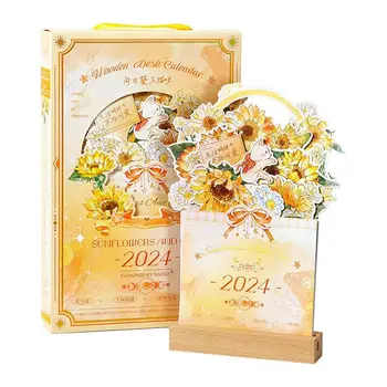 Настольный цветочный календарь Креативный съемный цветочный арт в форме вазы настольный планировщик календарь с деревянным основанием банкет цветок тематический