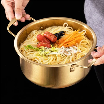 нержавеющая сталь в корейском стиле бытовая лапша быстрого приготовления золотая суповая кастрюля газовая индукционная плита мгновенный рамен горячий горшок кухонный суппли