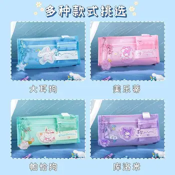  Новая сумка для карандашей бренда Sanrio Симпатичная мультяшная многофункциональная холщовая сумка для карандашей Kuromi оптом для подарка ученикам 1-3 классов