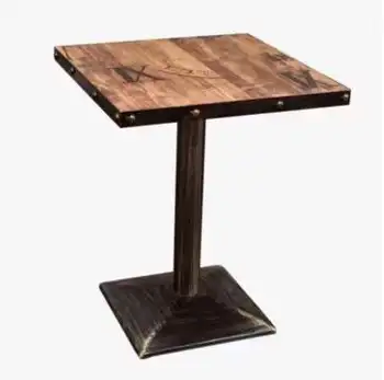 оптовая цена Современная панель металлическая ножка 60 см круглый обеденный стол с деревянной столешницей для мебели для ресторана