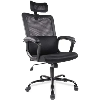 Офисное кресло, эргономичное сетчатое компьютерное кресло для домашнего офиса с поясничной опорой / регулируемым подголовником / подлокотником и колесами