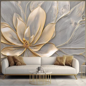 Пользовательские фотообои большого размера 3D тисненые цветы настенные росписи бумага гостиная диван фон живопись современное искусство домашний декор