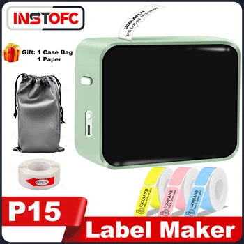  портативный мини P15 Label Maker Bluetooth карманный термоэтикеточный принтер Клейкая этикетка Рулон этикеток с бумагой 12-15 мм