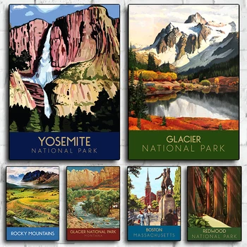 Природа Пейзаж Плакаты Йосемитский национальный парк Путешествия Принты Печать на холсте Настенная картина для украшения гостиной