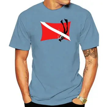 Простая хлопковая футболка с короткими рукавами Аквалангист Флаг Дайвер Взрослый Футболка Футболка с о-образным вырезом Мужская футболка