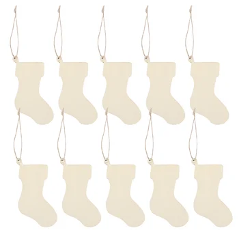 Рождественский незаконченный чулок Вырезы Пустые деревянные ломтики для покраски носков Подвеска Веревки Ремесла