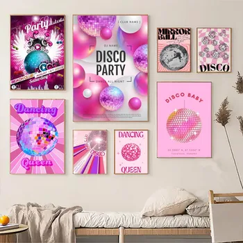 Розовый диско-шар DIY Sticky Poster Винтаж Комната Бар Кафе Декор Домашний декор