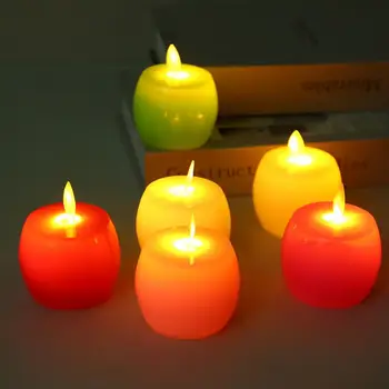  светодиодная свеча Имитация свечи Движение качелей Встроенные батареи Рождественские украшения Многоцветный светодиодный светящийся свет свечи Apple