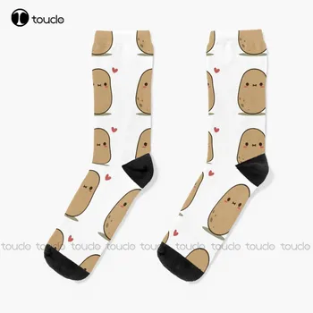 Симпатичная картошка Влюбленные носки Носки для девочек Носки для скейтборда Уличные носки для скейтборда 360° Дизайн цифровой печати Симпатичные носки Креативные смешные носки