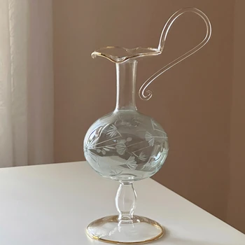 Скульптурный стеклянный маленький ваза Французский Новый Китайский Настольный Декоративный Орнамент Высококачественный Дизайн Художественный Цветочный Сосуд