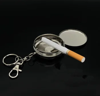 случайные узоры 6 шт. Портативная мини-пепельница из нержавеющей стали с брелоком Сигаретный карман Пепельница / Пепельница для сигарет автомобиля