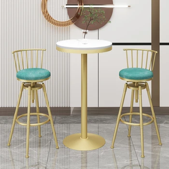 Современные скандинавские роскошные барные стулья Кухня Высокий барный стул Дизайн гостиной Барные стулья Бархатная поворотная барная мебель SR50BC