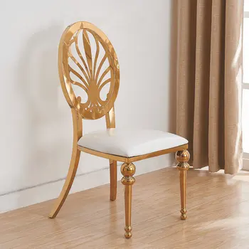 Современный железный простой золотой обеденный стул Обеденный стул из нержавеющей стали Обеденный стул для защиты окружающей среды Обеденный стол