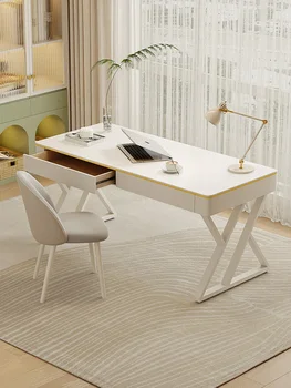 Стол из каменной плиты, современная маленькая квартира, рабочий стол для учебы в кремовом стиле, бытовой многофункциональный настольный компьютерный стол