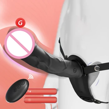 страпон на вибрационном двойном фаллоимитаторе беспроводной вибратор клиторальный точка G страпон женщина для мужчин анальные секс-игрушки для пар лесбиянок