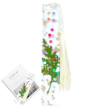 Цветочная закладка Цветочная закладка Прозрачные прозрачные закладки для женщин Закладки из смолы сушеных цветов ручной работы с кисточками Симпатичные