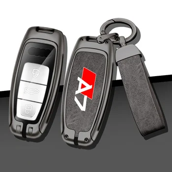 Цинковый сплав Кожа Авто Дистанционный Ключ Чехол Чехол Держатель Корпус Для Audi A7 c8 4g Защита Брелок Keyless Аксессуары для стайлинга автомобиля