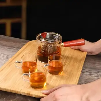 Чайник из прозрачного стекла, чайник с деревянной ручкой, прозрачный заварочный узел с крышкой для чая, чайная машина, кофемашина