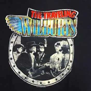 Черная хлопковая футболка с коротким рукавом The Traveling Wilburys унисекс VM6955
