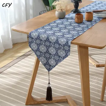  Японский стиль Бегун для стола Хлопковое белье с кисточками Бегун для стола Домашний декор Салфетки Скатерти Декор